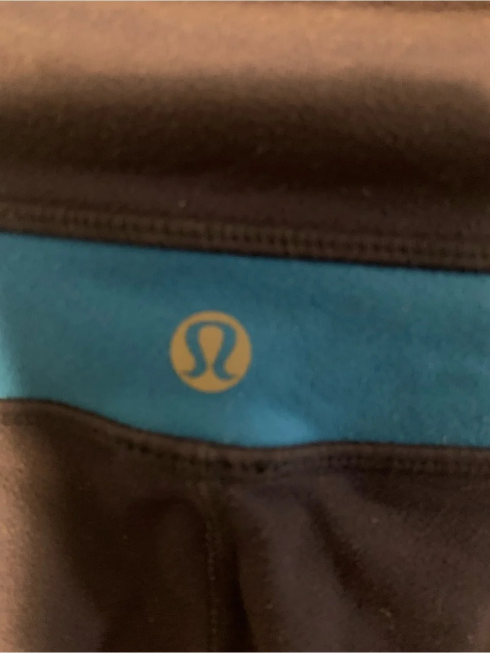 lululemon flare Navy Leggings with Blue and Teal Waistband